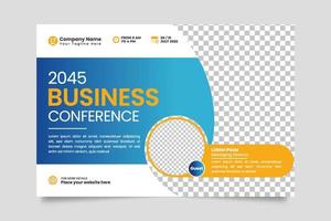 Vector corporate horizontal business conference flyer template or business live webinar conference banner