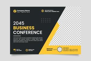 Vector corporate horizontal business conference flyer template or business live webinar conference banner