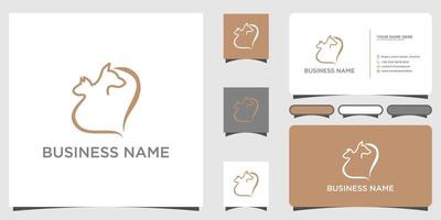 Pet Care Logo design with creative business card minimalist, clean and elegant design branding vector