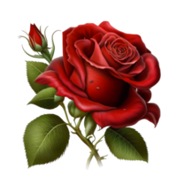 prachtig de natuur rood roos bloem met groen bladeren png
