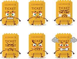 Ticket cartoon character with various angry expressions vector