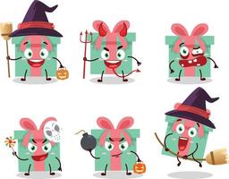 Halloween expression emoticons with cartoon character of gift vector