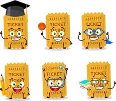 School student of ticket cartoon character with various expressions vector