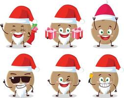 Santa Claus emoticons with brown coconut cartoon character vector