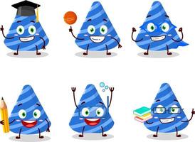 School student of party hat cartoon character with various expressions vector