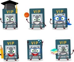 School student of vip card cartoon character with various expressions vector