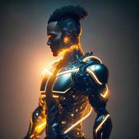 futuro metal cyborg humano androide, generativo Arte por ai foto