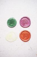 colorful thank you wax coin for vintage wedding invitation decoration photo