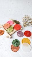 colorful thank you wax coin for vintage wedding invitation decoration photo