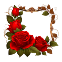 hermosa vistoso rojo Rosa flor marco png