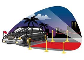 dibujos animados limusina coche a el rojo alfombra