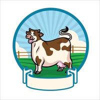 happy cartoon fat cow vector