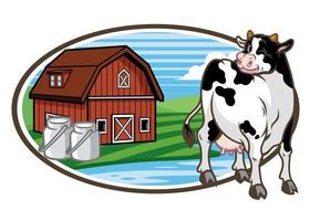 cow and the farm land background vector