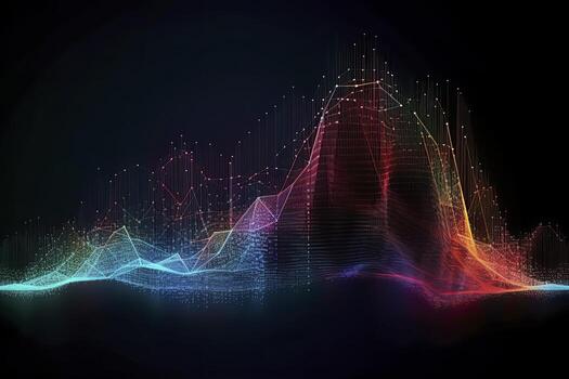 Abstract technology big data background concept. Artificial intelligence tech. Big data and cybersecurity. Transfer and storage of data sets, blockchain, server. Colorful background photo