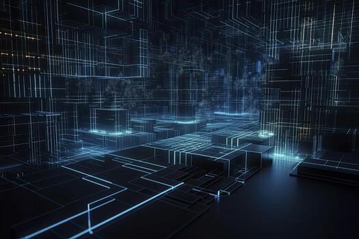 Abstract technology big data background concept. Artificial intelligence tech. Big data and cybersecurity. Transfer and storage of data sets, blockchain, server. Colorful background photo