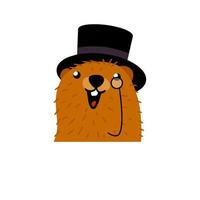 Groundhog Day. Funny marmot. Cute character of February holiday. Animals of forest rodent with a brown skin. Flat cartoon illustration vector