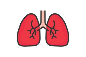 Lungs icon illustration. icon related to human organ. Flat line icon style, lineal color. Simple vector design editable