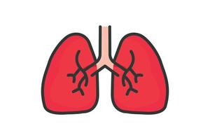 Lungs icon illustration. icon related to human organ. Flat line icon style, lineal color. Simple vector design editable