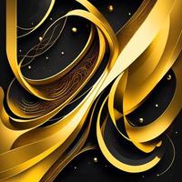 resumen lujo brillante oro y negro ola, generativo Arte por ai foto
