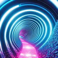 abstract fantasy glowing neon light road, generative art by A.I photo