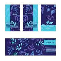 Night party tropical leaves vector card template