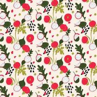 seamless pattern with tropical fruits and flowers. Vector illustration.