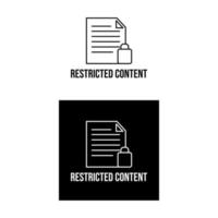 Restricted content locked information download icon label sign design vector