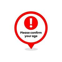 Warning Age Confirmation Website Sign Icon Label Design Vector