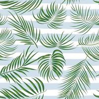 Seamless hand drawn tropical pattern with palm leaves, jungle exotic leaf on white background vector