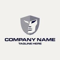 logo design with a combination of face and shield so that it becomes a logo that describes your company to be easily recognized by clients. vector