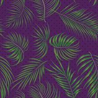 Seamless hand drawn tropical pattern with palm leaves, jungle exotic leaf on dark background vector