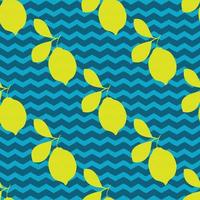 Trendy minimal summer seamless pattern with whole, sliced fresh fruit lemon on color background vector