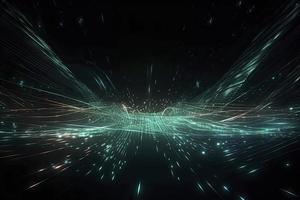 Speed of digital lights, neon glowing rays. Futuristic technology abstract background with lines for network, big data, data center, server, internet photo