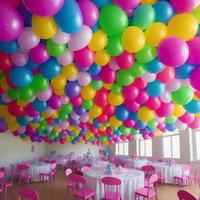 vistoso globo volador en techo a fiesta , generativo Arte por ai foto