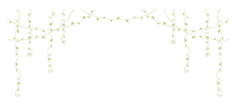 Green hanging vines vector illustration. Simple minimal floral botanical vine curtain design elements for spring.