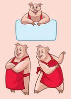 happy Pig character in set vector