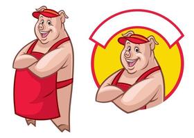 pig waitress in set vector