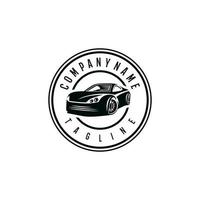 Sport car logo design template. Awesome a sport car silhoutte logo. A sport car lineart logotype. vector