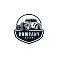 Vintage classic car logo design. Awesome a classic car with circle logo. A classic car logotype. vector