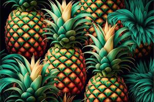 Pineapple pattern with tropical Hawaiian and exotic background. photo