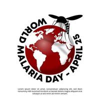 World malaria day background with a mosquito and red earth vector