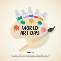 Square world art day background with a paint palette and brush vector