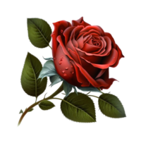 hermoso el naturaleza rojo Rosa flor con verde hoja png