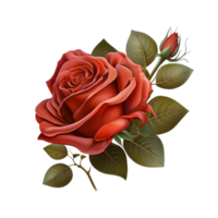 Beautifull The Nature Red Rose Flower With Green Leaf png