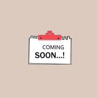 Coming soon sign. Note pad icon design. Vector illustration.