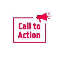 Call to action. Badge icon with megaphone vector template design. Banner for business, marketing.