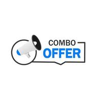 Combo offer banner template. Badge icon megaphone. Business concept. Flat vector illustration.