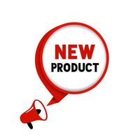 New product banner with megaphone icon design, vector illustration speech bubble icon.