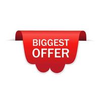 Biggest offer banner. Flat vector illustration isolated on white background.