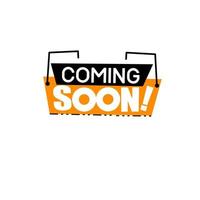 New stylish coming soon sign. Coming Soon Text Label Vector Design. Flat vector template on white background.